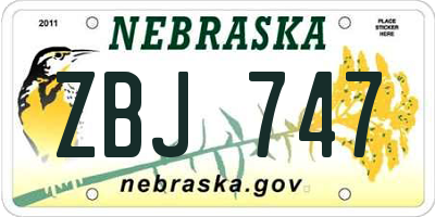 NE license plate ZBJ747