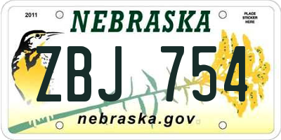 NE license plate ZBJ754