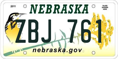 NE license plate ZBJ761