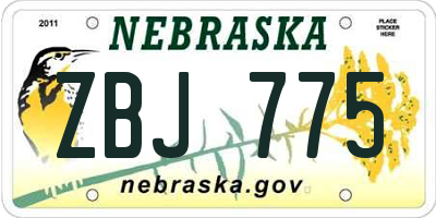 NE license plate ZBJ775