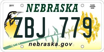 NE license plate ZBJ779