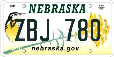 NE license plate ZBJ780