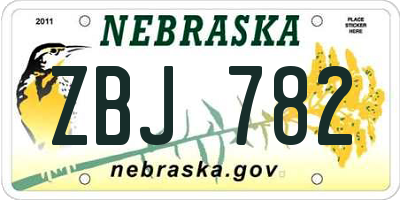 NE license plate ZBJ782
