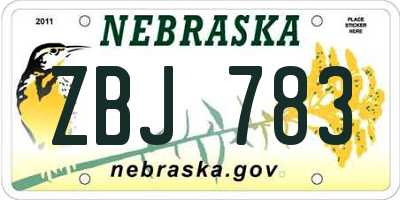 NE license plate ZBJ783