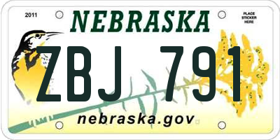 NE license plate ZBJ791