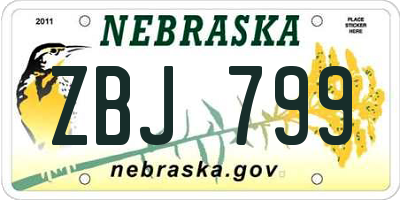 NE license plate ZBJ799