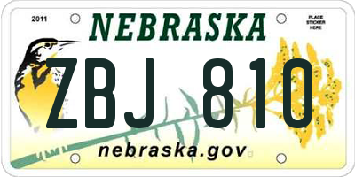 NE license plate ZBJ810