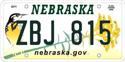 NE license plate ZBJ815