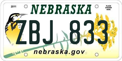 NE license plate ZBJ833