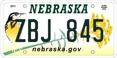 NE license plate ZBJ845