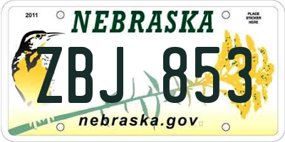 NE license plate ZBJ853