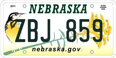 NE license plate ZBJ859