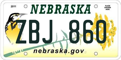 NE license plate ZBJ860