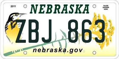 NE license plate ZBJ863