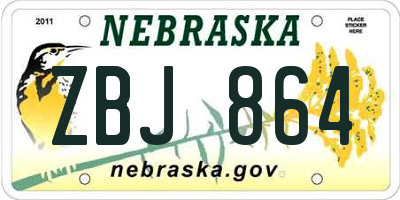 NE license plate ZBJ864