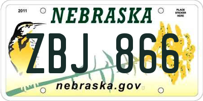 NE license plate ZBJ866