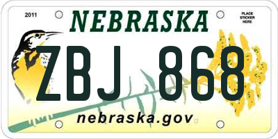NE license plate ZBJ868