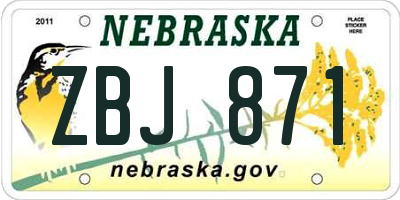 NE license plate ZBJ871