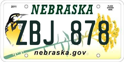 NE license plate ZBJ878
