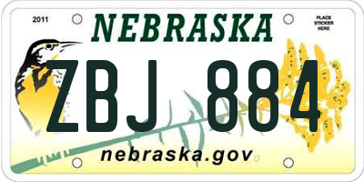 NE license plate ZBJ884