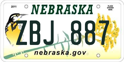NE license plate ZBJ887