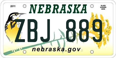 NE license plate ZBJ889