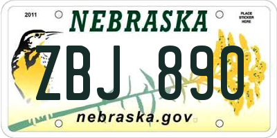 NE license plate ZBJ890