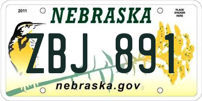 NE license plate ZBJ891