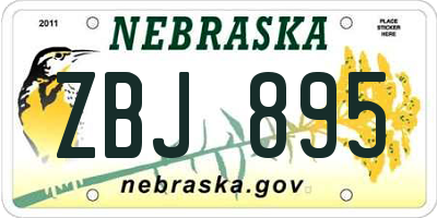 NE license plate ZBJ895