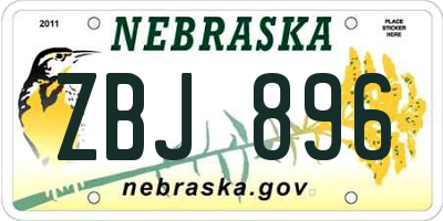 NE license plate ZBJ896