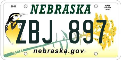NE license plate ZBJ897