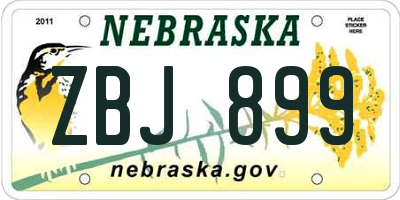 NE license plate ZBJ899
