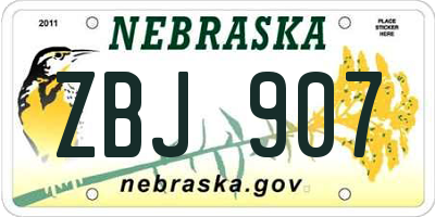 NE license plate ZBJ907