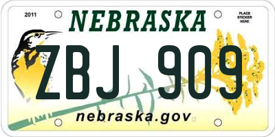 NE license plate ZBJ909