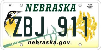 NE license plate ZBJ911