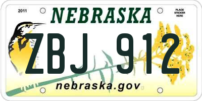 NE license plate ZBJ912