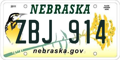 NE license plate ZBJ914