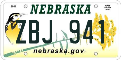 NE license plate ZBJ941