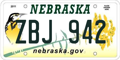 NE license plate ZBJ942