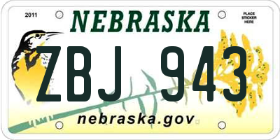 NE license plate ZBJ943