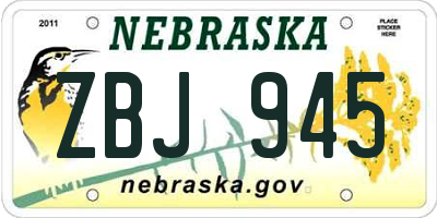NE license plate ZBJ945