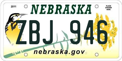 NE license plate ZBJ946