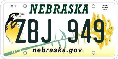 NE license plate ZBJ949