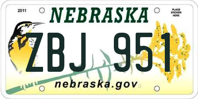 NE license plate ZBJ951