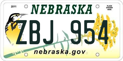 NE license plate ZBJ954