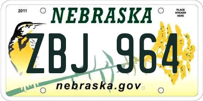 NE license plate ZBJ964