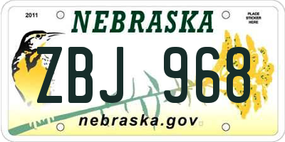NE license plate ZBJ968
