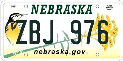NE license plate ZBJ976