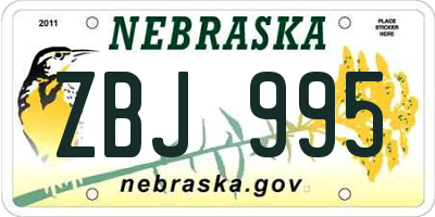 NE license plate ZBJ995