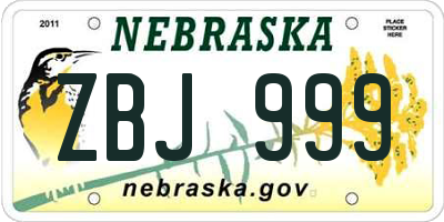NE license plate ZBJ999